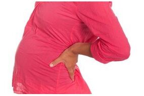 A pregnant woman can be bothered by aching pains in the lumbar region